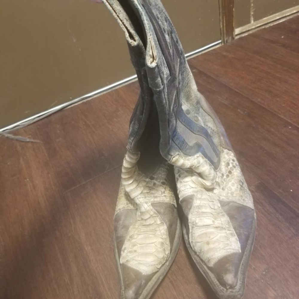 Stetson Distressed Leather Boots with Python